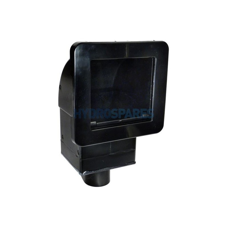 Square Spa Skimmer - Front access - Flow Control With Trim Plate - Black 1.5"S x 2" SP - Black