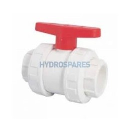 Ball Valve (IMP) Double Union - 1.5" White PVC - Soc x Soc